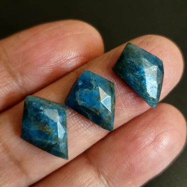 Natural Apatite Rose Cut(flat base) Cabochons LOT/3Pcs.